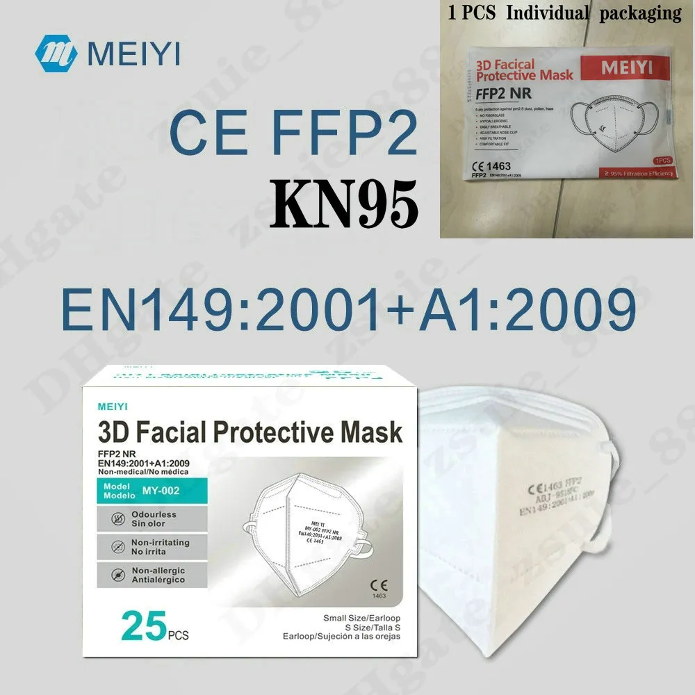 Meiyi FFP2 CE Mask KN95 FFP3 EU Whitelist N95 Gezichtsmasker PM2.5 Anti-Mist Haze en Influenza Dustroof Mascarilla Mascherina Herbruikbare 5 Laag