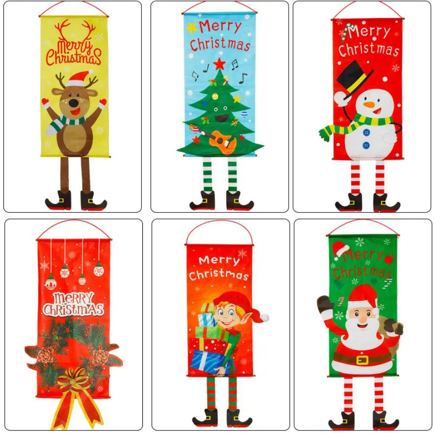 Christmas Porch Deur Banner Hangen Merry Christmas Decoraties voor Home 2020 Ornamenten Garland Nieuwjaar Xmas Hanging Doek Geschenken