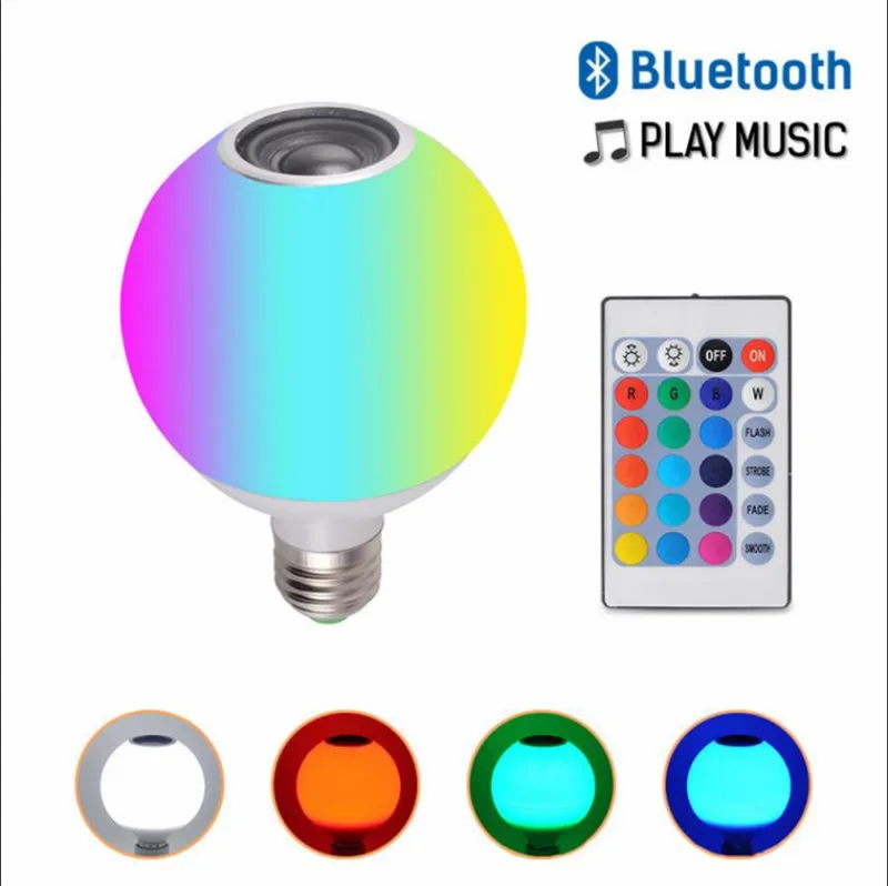 12W E27 Akıllı LED Ampul Bluetooth Müzik Topu Ev Renkli RGB Renk Değişikliği Hoparlör Uzaktan Kumanda