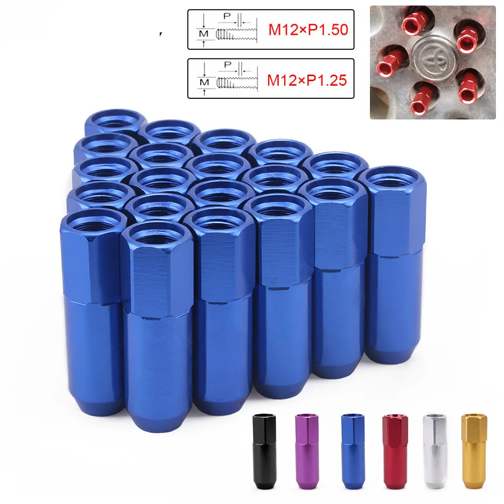 Wheel Lug Nuts 60mm Auto Racing Aluminum M12x1.5/M12x1.25 Lug Nut With
