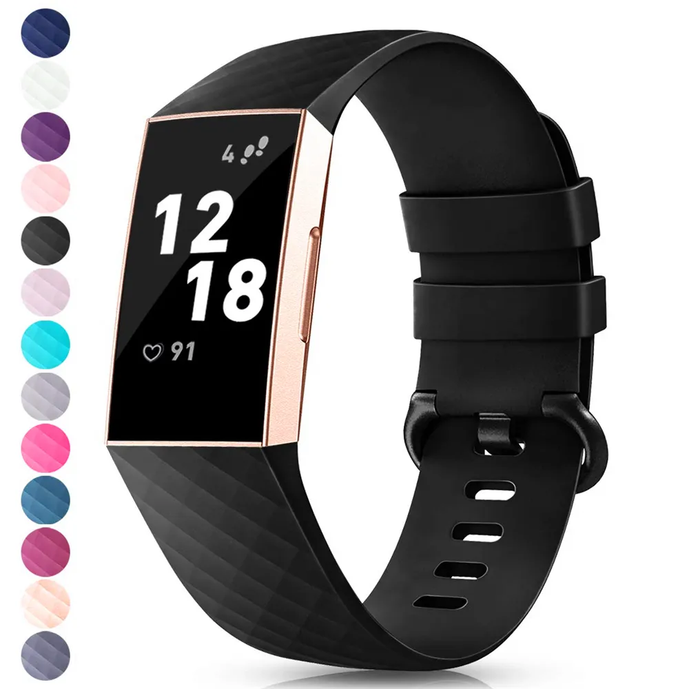 Pasek silikonowy dla Fitbit Charge3 Band Fitness Smart Bransoletka Zegarki Wymiana Sport Pasek Opaski do ładowania Fitbit 3 4