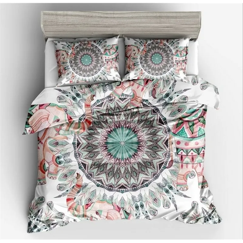 Fanaijia 3 pcs Bohemian Bedding Set Queen Size Mandala Pena Imprimir Casa de edredão Conjunto com Pillowcase Au King Bed Bedline 201210