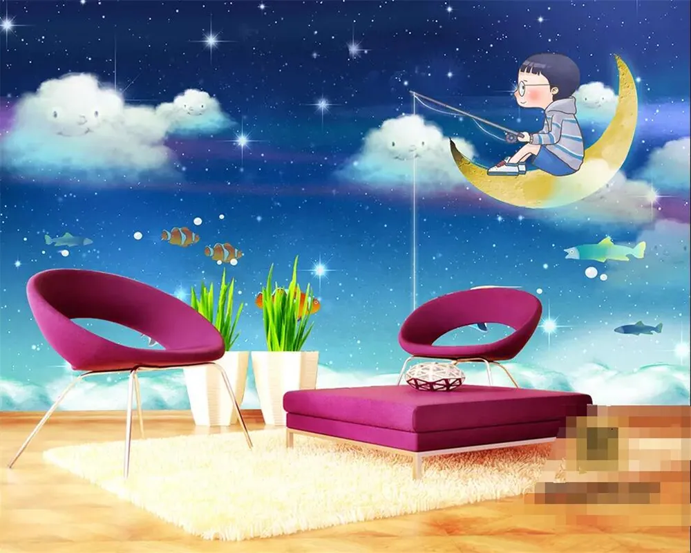 Beibehang Custom wallpaper dream starry sky underwater world children's room background mural home decoration 3d