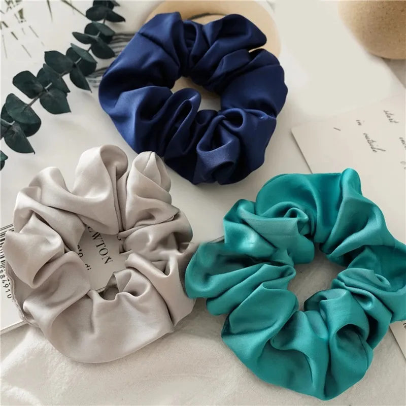 Frete Grátis Moda Mulheres Adorável Cetim Cabelo Bandas Brilhante Cor De Cabelo Scrunchies Garota de Cabelo Acessórios Acessórios Titular