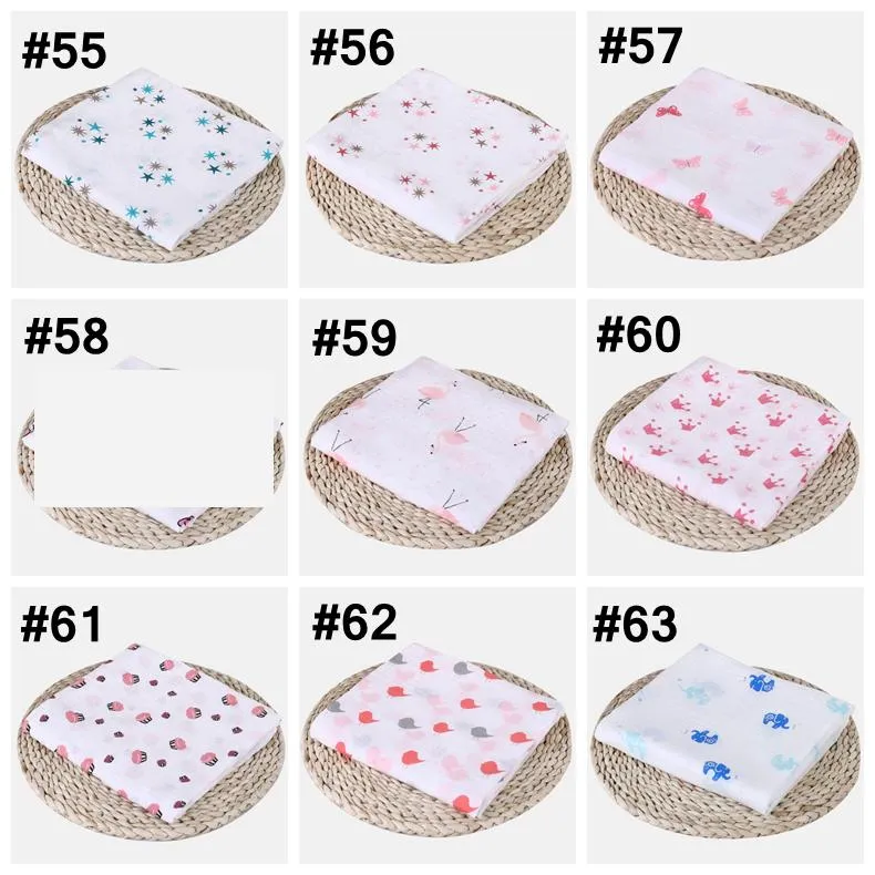 Muslin Baby Blanket Cotton Newborn Swaddles Bath Gauze Infant Wrap Kids Sleepsack Stroller Cover Play Mat 78 Designs YWY1387