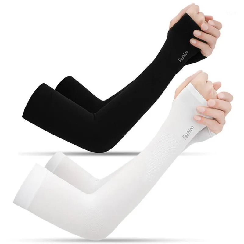 Elbow & Knee Pads Ice Silk Summer Sunscreen Sleeves Soft Breathable Sun Protection Cuff Arm Gloves Cover For Outdoor Cycling Mountaineering
