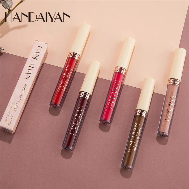 HANDAIYAN 12 colori Lucidalabbra Fashion Matte Liquid Lipstick Set Natural Moisturizer Waterproof Velvet Lip Gloss