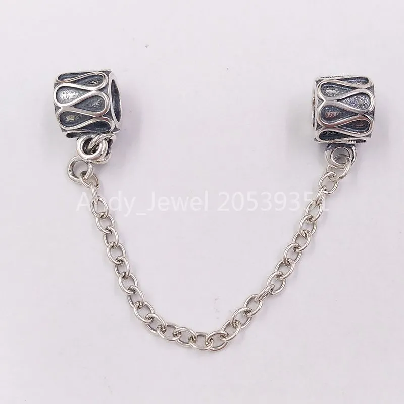 Andy Jewel Authentic 925 Sterling Silver Beads Family Ties Safety Chain Charms Fits European Pandora Style Jewely Armband Necklace 791788