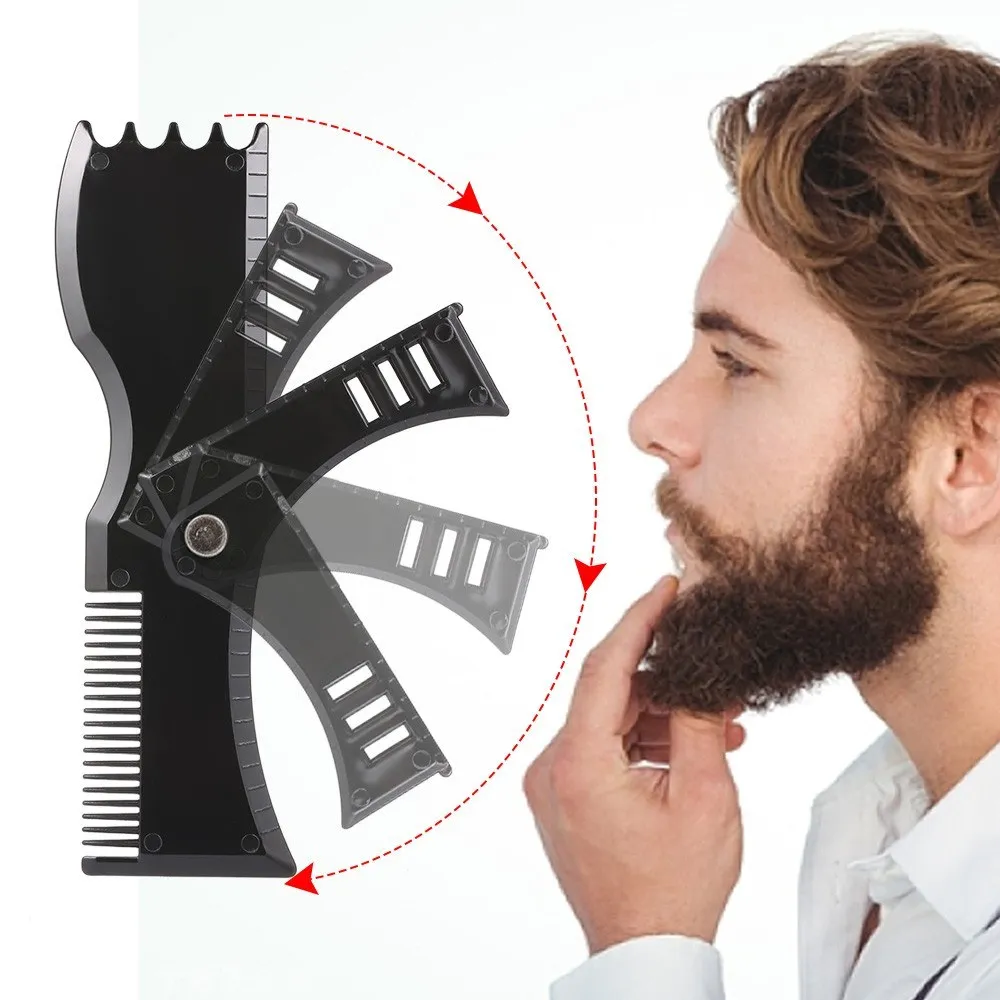 Güvenlik plastik sakal şekillendirici 360 ° döner sakal şekillendirme ve stil şablonu tarak aracı erkekler için