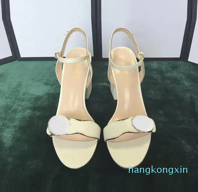 High Heels Sandal Party Leather Dance Shoe Women' Metal Buckle Thick Heel Slippers Wome' Shoes