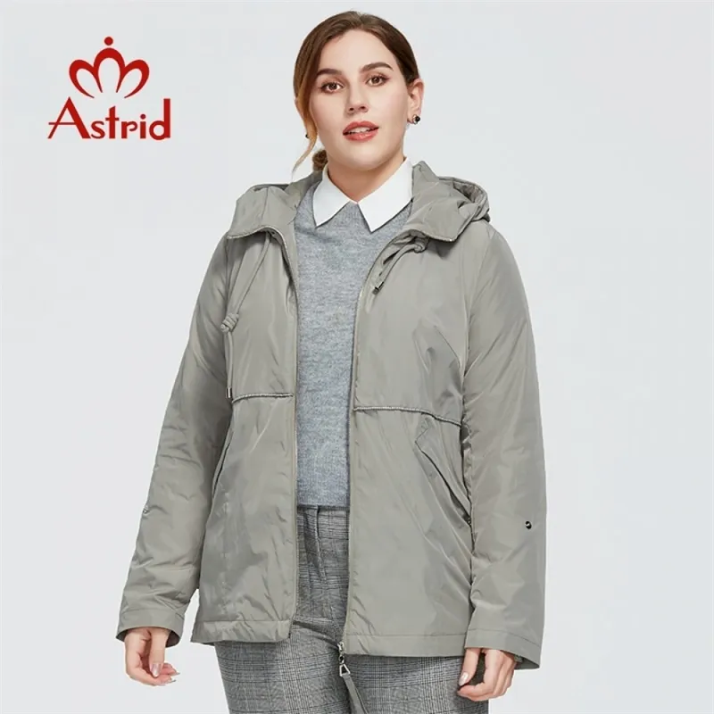 Astrid New Spring Autumn Trench Coat corto cappuccio in cotone antivento di grandi dimensioni Outwear giacca a vento abbigliamento femminile 9381 201102