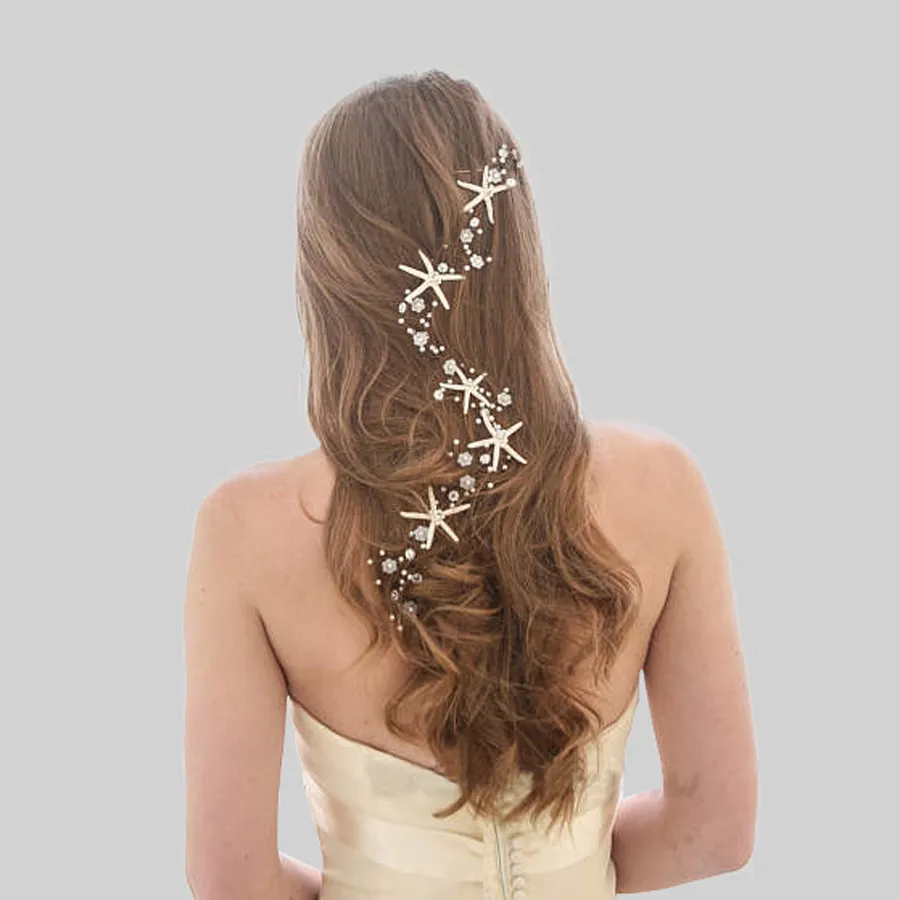 Accessoires de cheveux de mariage de mariée bijoux faits à la main étoile de mer bandeau diadème cheveux longs vigne demoiselles d'honneur ornements de cheveux accessoire J0113