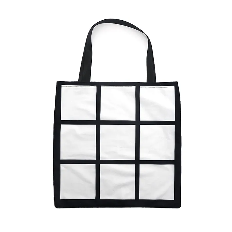 Sublimation Blank Storage Bag Outdoor Portable Large Capacity Shopping Tote Bags Creative Nine Square Grid Heat Transfer Handbag