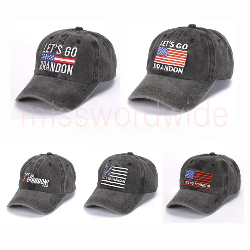 DHL lässt Go Brandon Stickerei Herren Womens Baseball Caps USA Amerikanische Flagge einstellbare Snapback-Kappen gewaschene Baumwoll-Hüte CDC21