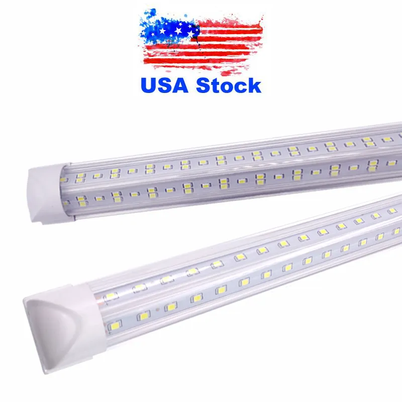 V-Shaped T8 Led Tube Lights 4FT 36W 5FT 45W 6FT 56W 8FT 72W 144W 2.4m Integrated Cooler Door Led Double Glow Lighting