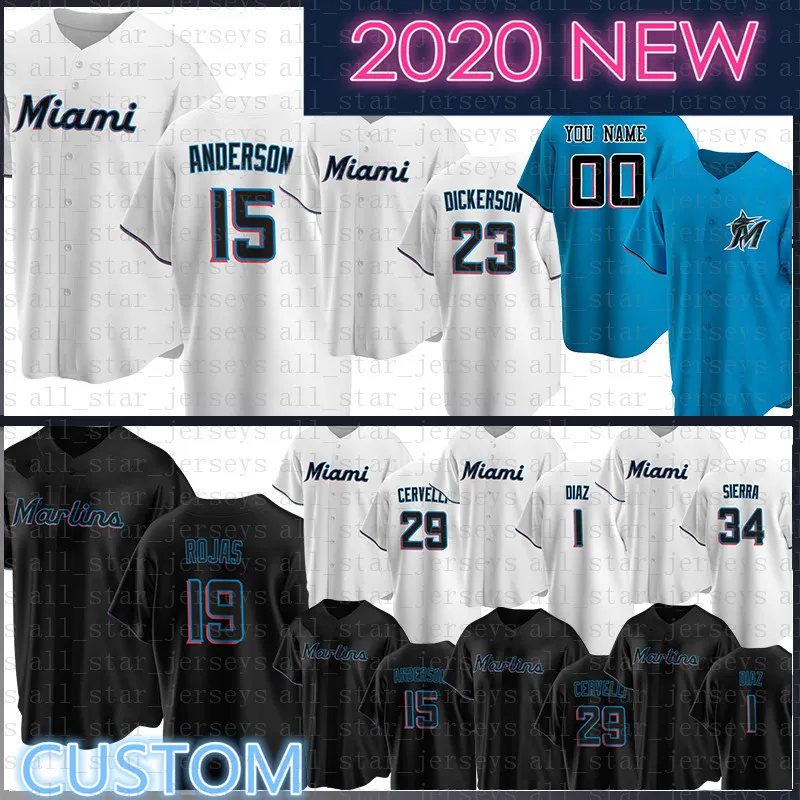 Maglia da baseball Miami Custom 13 Starlin Castro 27 Giancarlo Stanton 16 Jose Fernandez 32 Dietrich 58 Straily 8 Mattingly 9 Brinson Realmuto