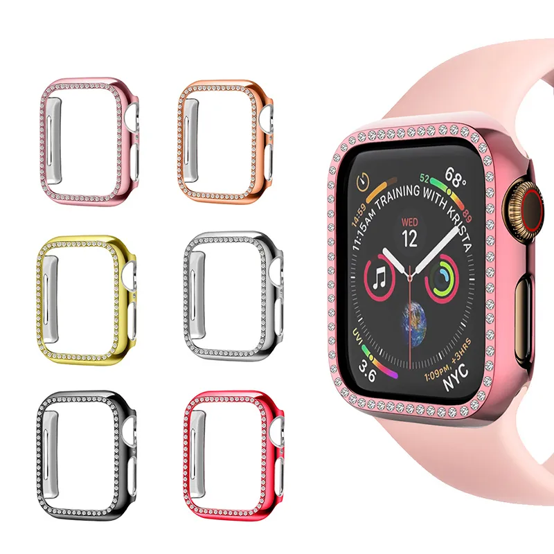 Diamond Bumper Case Luxury Bling Crystal PC Protective Cover for Apple Watch iWatch Series 7 6 5 4 3 45 44 42 41 40 38mm