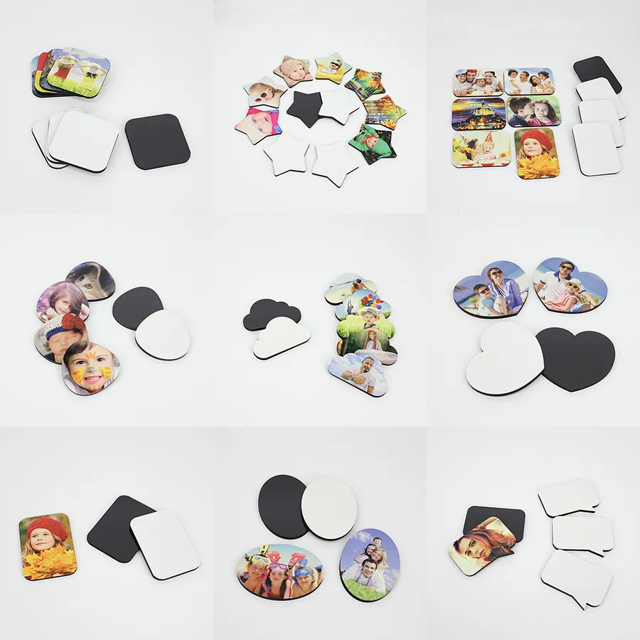 10pcs MDF Sublimation Blank Fridge Magnets 15 Styles DIY Sublimation Blanks Lovely Soft Refrigerator Magnet Home Furnishing Decorate XD24104