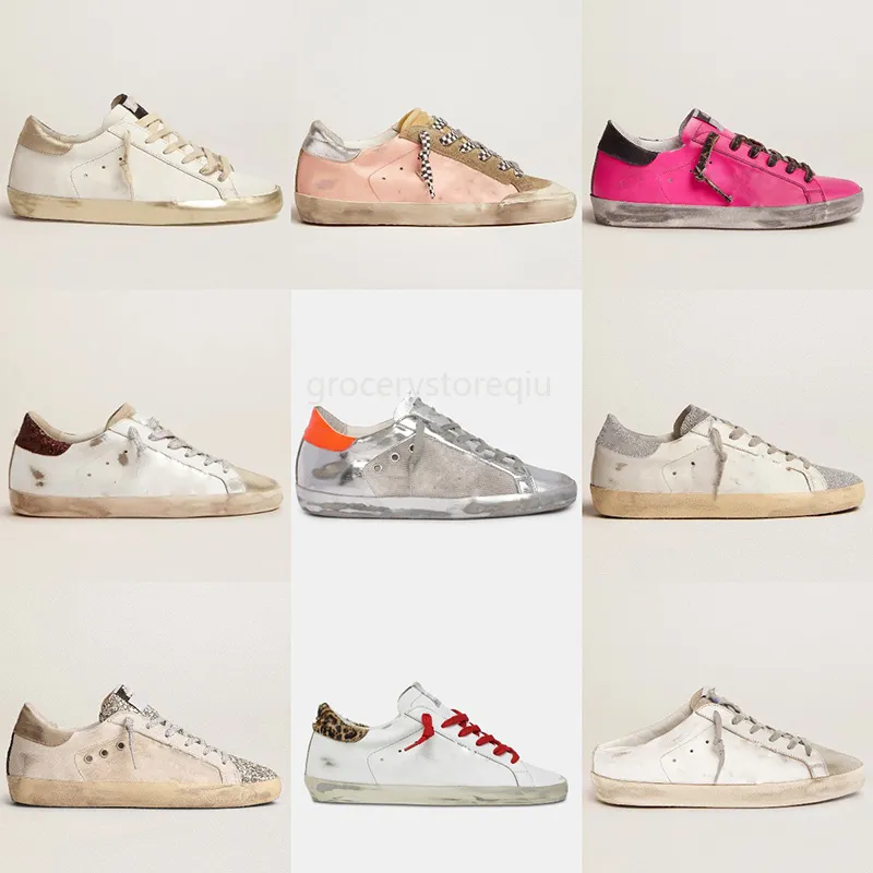 Italie marque baskets de luxe femmes chaussures décontractées Designer SuperStar rose-or paillettes mode classique blanc Do-old Dirty Shoe