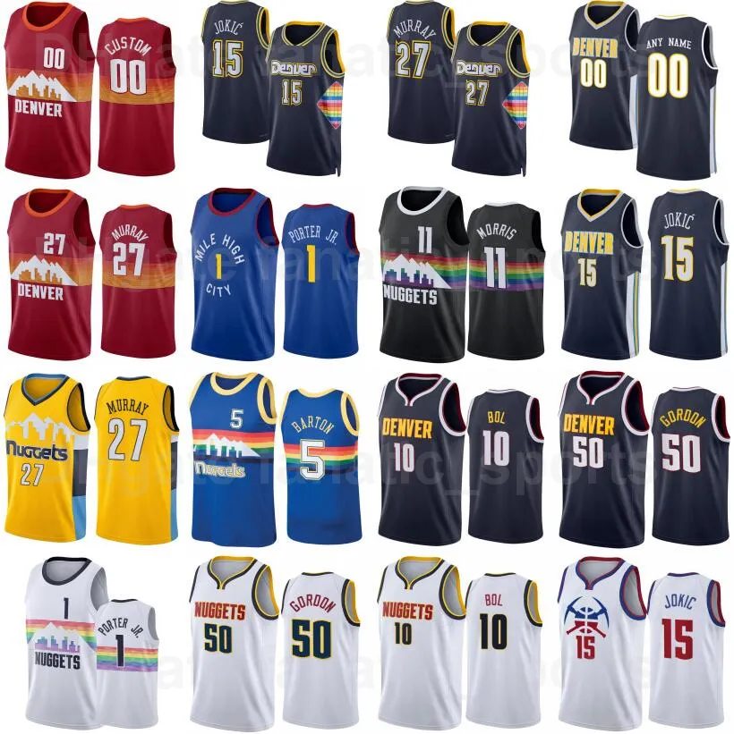 Drukuj Koszykówka 75th Rocznica Monte Morris Jersey 11 Jamal Murray 27 Michael Porter JR 1 Will Barton 5 Aaron Gordon 50 Jamychal Green 0 Austin Rivers Niestandardowy Nazwa