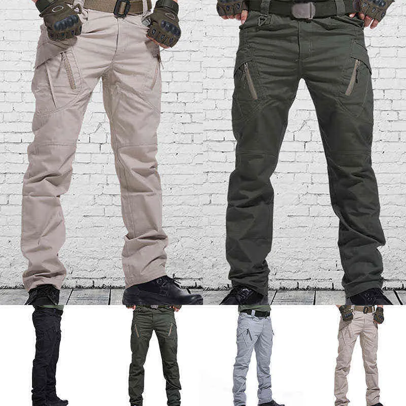 Mäns Casual Cargo Pants Classic Outdoor Army Tactical Sweatpants Andningsbar Lätt Vattentät Militär Snabb Torra Byxor H1223