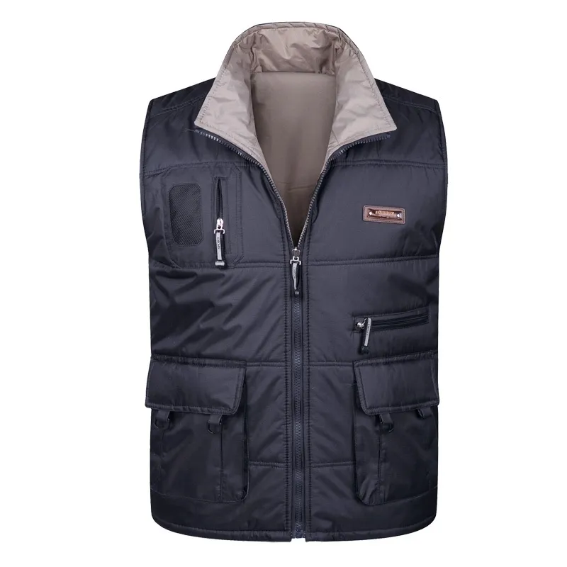 Hiver épais coton chaud gilet pour hommes printemps automne mâle décontracté multi poche photographe sans manches baggy veste hommes gilet 201104