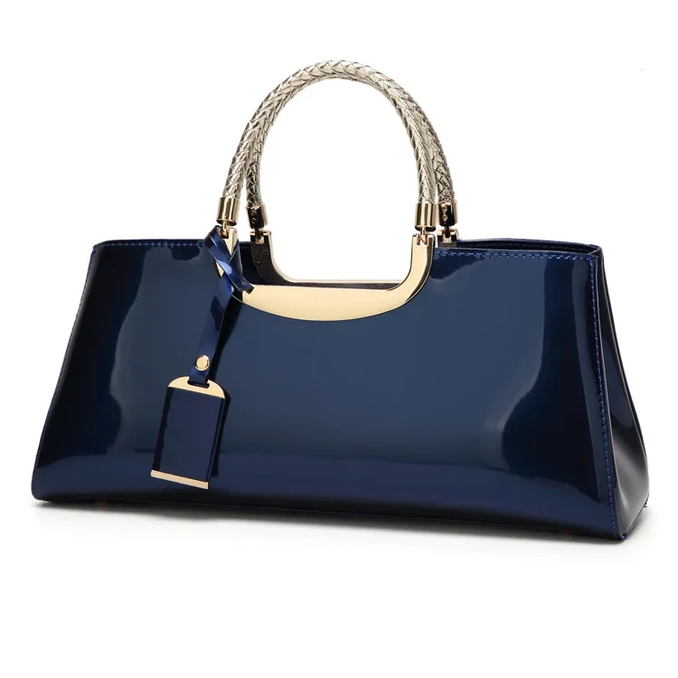 Navy blue patent leather purse hot sale