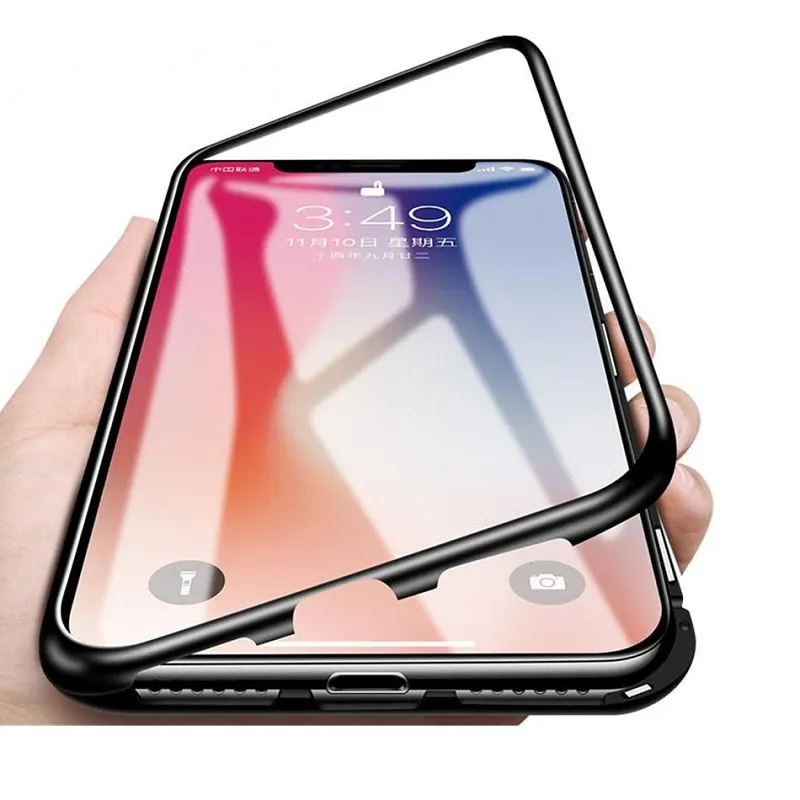 Trendy Magnetic Metal Mobile Telefoon Desinger Cases voor iPhone 12mini 11 PRO MAX XS XR X 7 8 6S Dubbele Side Gehard Glas Ingebouwde schokbestendige Shell