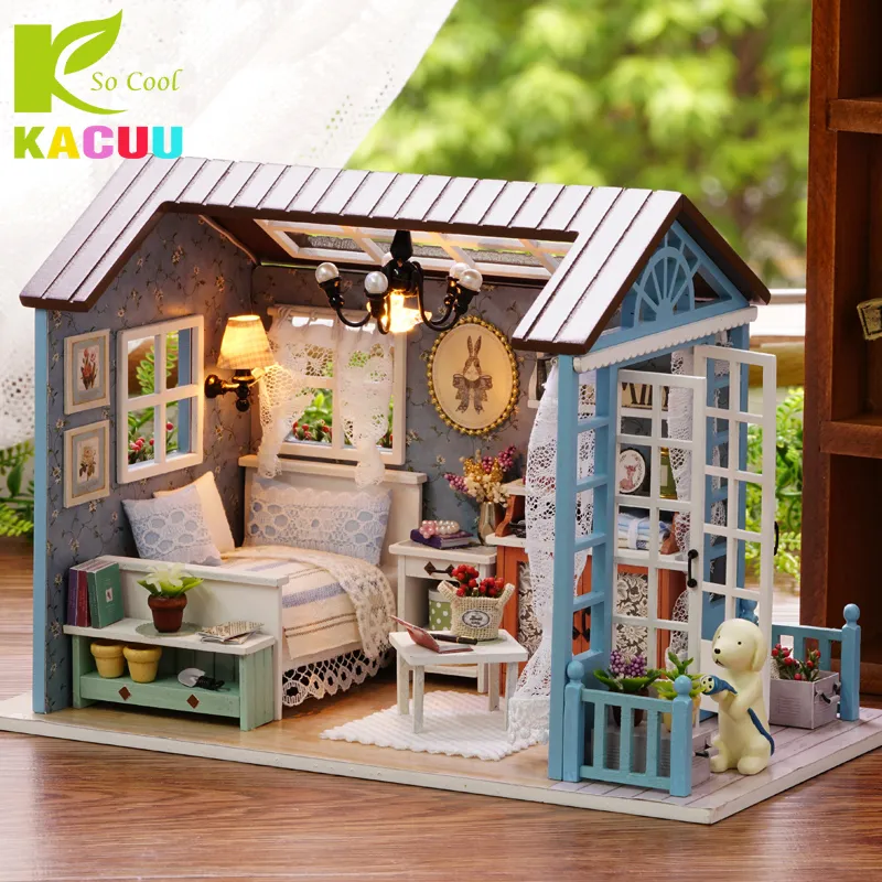 Doll House DIY Miniature Dollhouse Model Wooden Toy Furnitures Casa De Boneca Dolls Houses Toys Birthday Gift Forest Times LJ200916