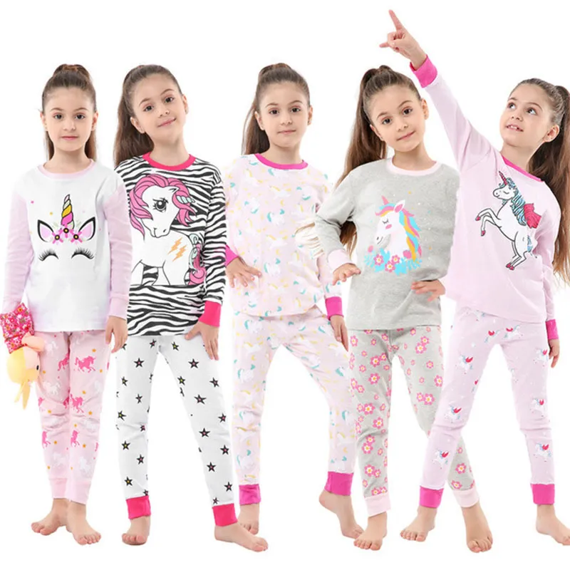 Nuovo pigiama unicorno per bambini cartone animato per bambini set di abbigliamento per la casa a maniche lunghe pantaloni indumenti da notte vestiti autunnali per ragazzo ragazza