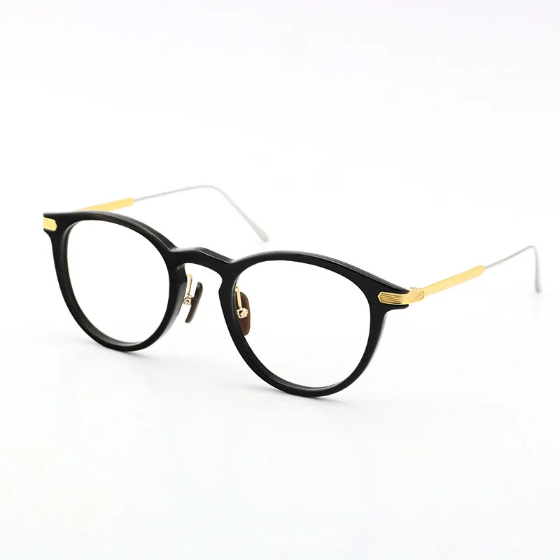 Originele zwarte bloem buffel hoorn frames outdoor ontwerp klassieke model eyewear mannelijke en vrouwelijke bril titanium vintage extra grote ronde optische grootte: 49-20-145