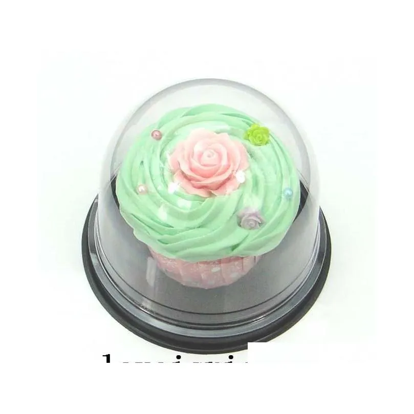 high quality-100pcs=50sets clear plastic cupcake cake dome favor boxes container wedding party decor gift boxes