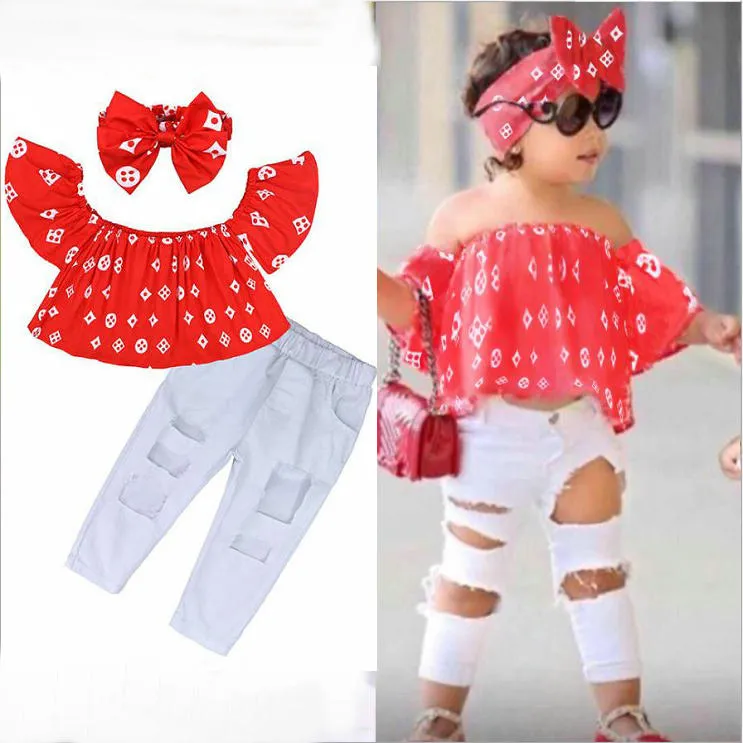 Bebek Kız Set Giyim Çocuk Moda Üst Pantolon Iki Parçalı Çocuk Yaz Takım Elbise Kız Butik Kıyafetler