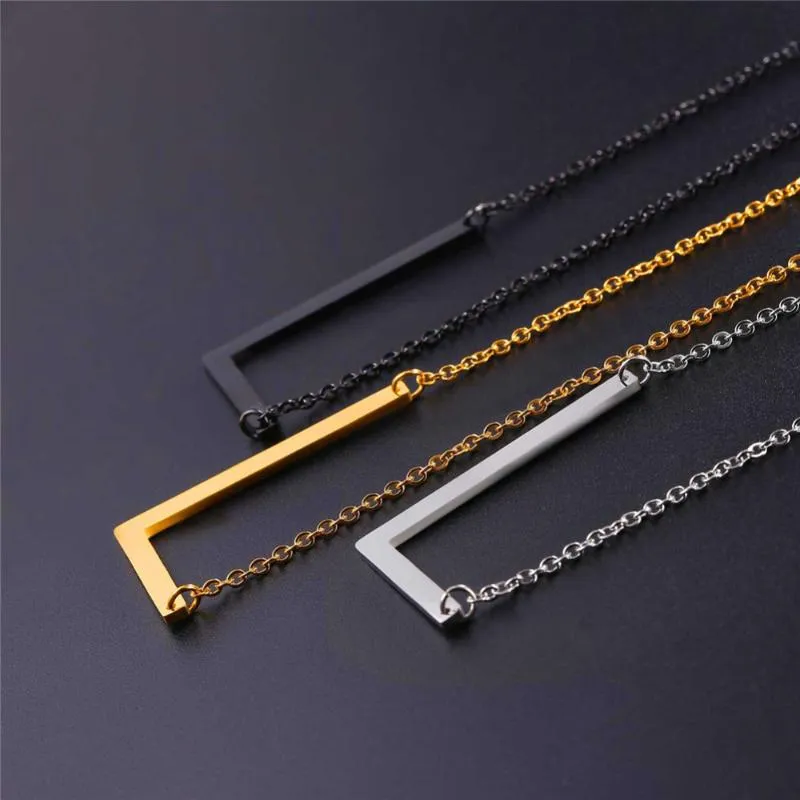Pendant Necklaces Kpop Stainless Steel Letter L With Chain Choker Gold Black Color For Man Woman Clavicle Necklace Jewelry P2613267Z