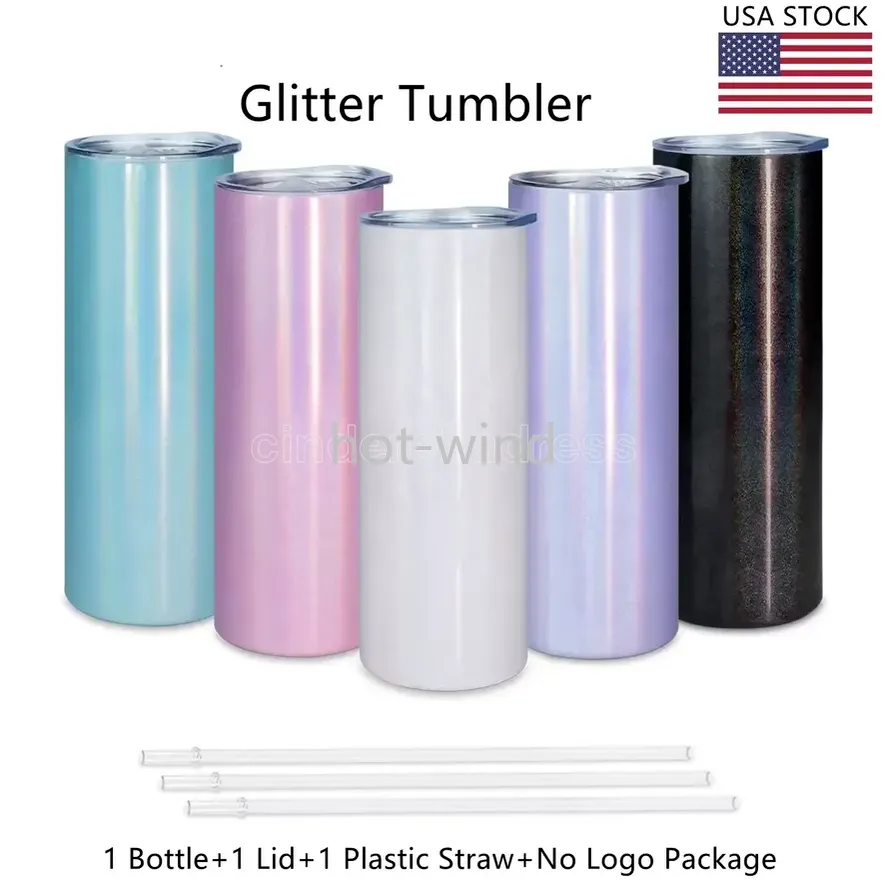 Gobelet à sublimation à paillettes holographiques à double paroi en acier inoxydable USA Glitter 20 oz EE