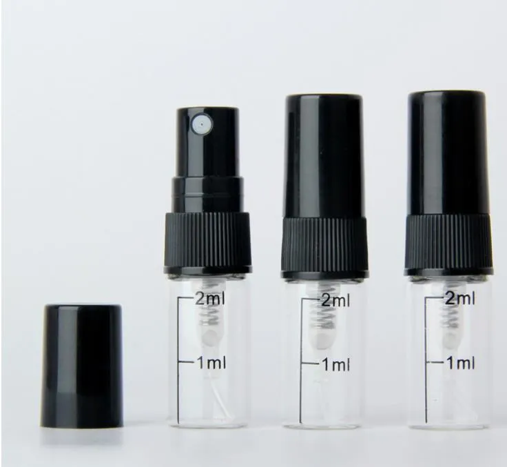 2ml Mini Spray Bottles Empty Perfume Glass Bottle Vials Aromatherapy Fine Mist Atomizer For Travel Cosmetic Sample SN3373