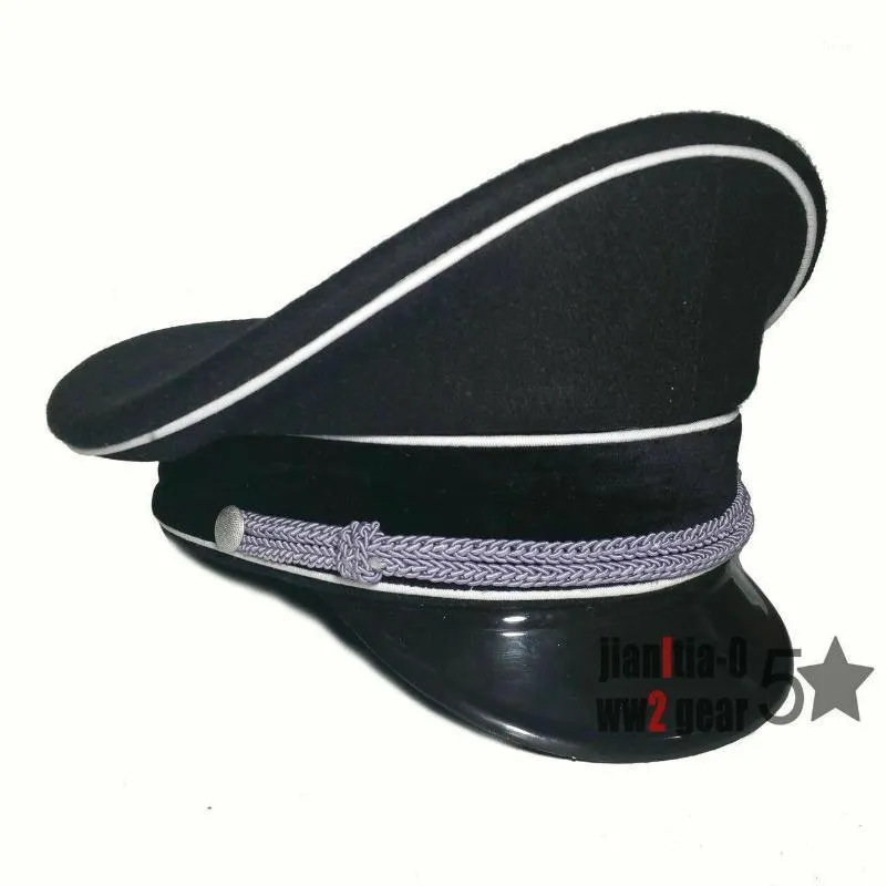 Chapeaux à large bord, reproduction d'officier de l'armée allemande, visière de service, casquette noire 57 58 59 60 61, magasin 56051011