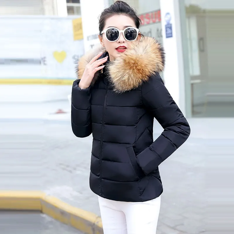 Fur Hoodie Womens Winter Parka Jacket With Big Fur Lining Warm And