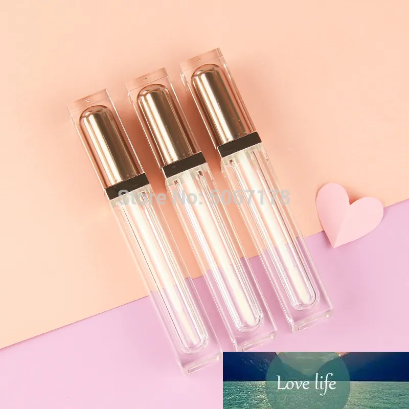 50 Stück quadratische Roségold-Lipgloss-Flasche, leere, nachfüllbare Tube für kosmetisches Lippenöl, Aufbewahrungsbehälter für flüssigen Lippenstift