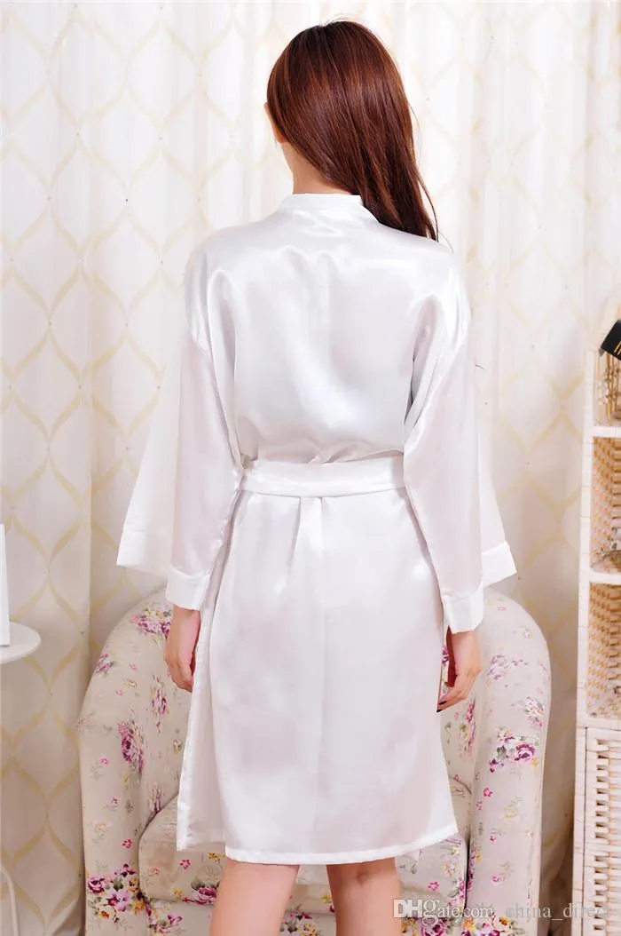 2017 Ladies womens Solid plain Satin rayon Robe Pajama Lingerie Sleepwear Kimono Gown pjs #3726