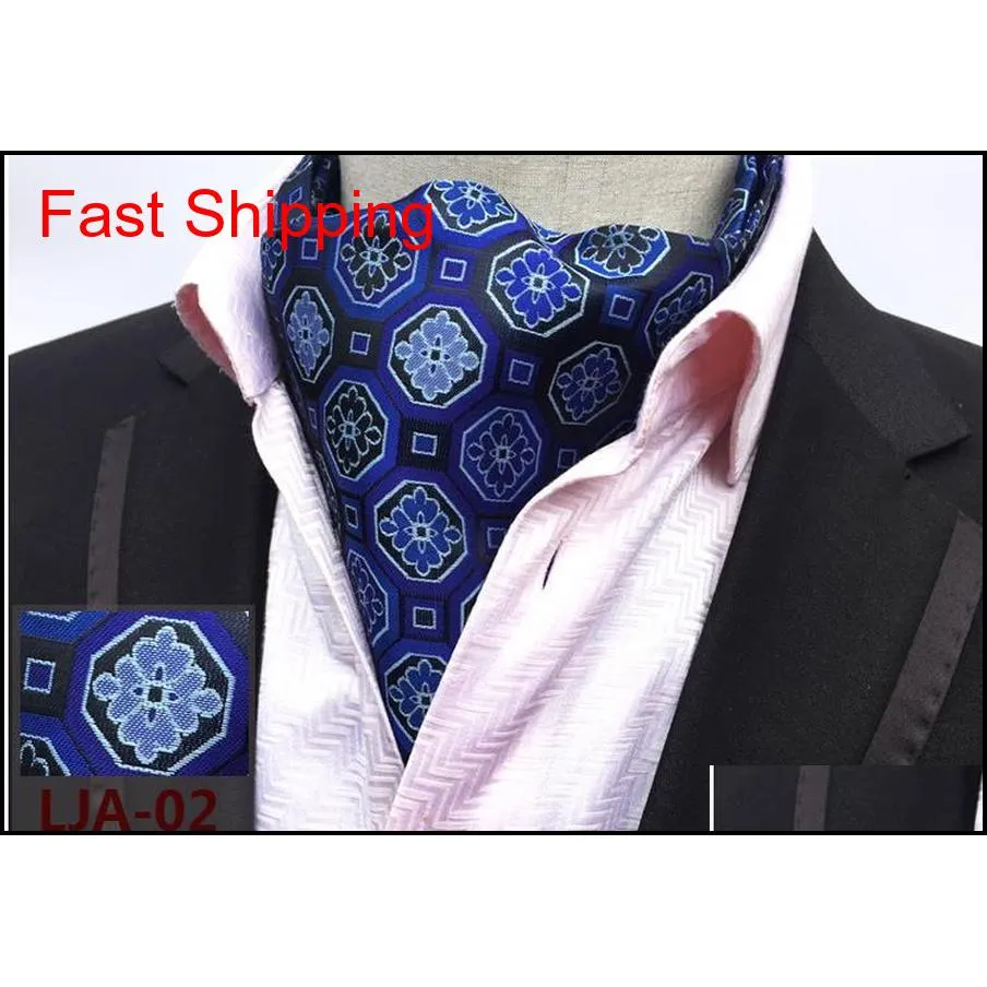 mens cravat ties vintage polka dot floral wedding formal cravat ascot scrunch self british style gentleman polyester silk neck tie