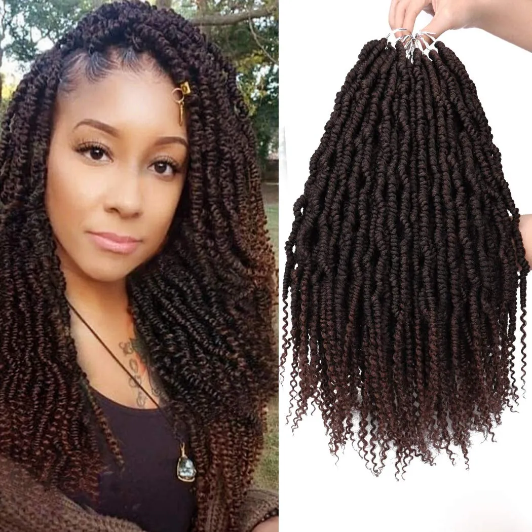 Bomb Twist Crochet Hair 14 Inch Twist Crochet 24strands/Pcs Twisted Hair with Curly End Synthetic Fluffy Twist Hair for Women LS02