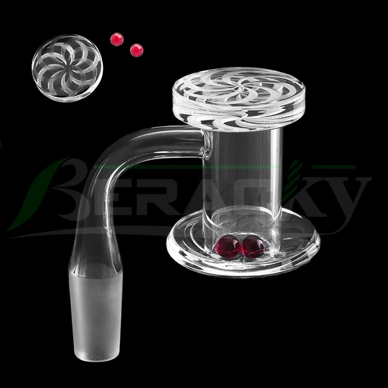 DHL!!! Beracky 20 mm OD abgeschrägter Rand Quarz Blender Banger mit Quarz Carving Spinner Cap2 Stück Rubinperlen 4590 Quarznägel für Glaswasserbongs Dab Rigs Rohre