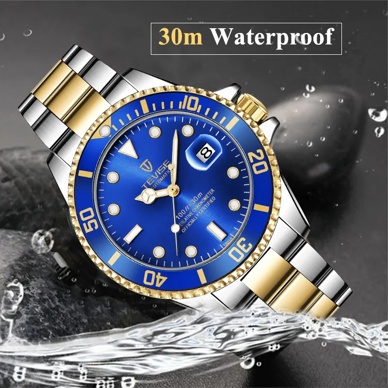 Drop shipping TEVISE Orologio automatico da uomo di lusso da uomo Business Skeleton Orologio meccanico da polso Relogio Masculino T200311
