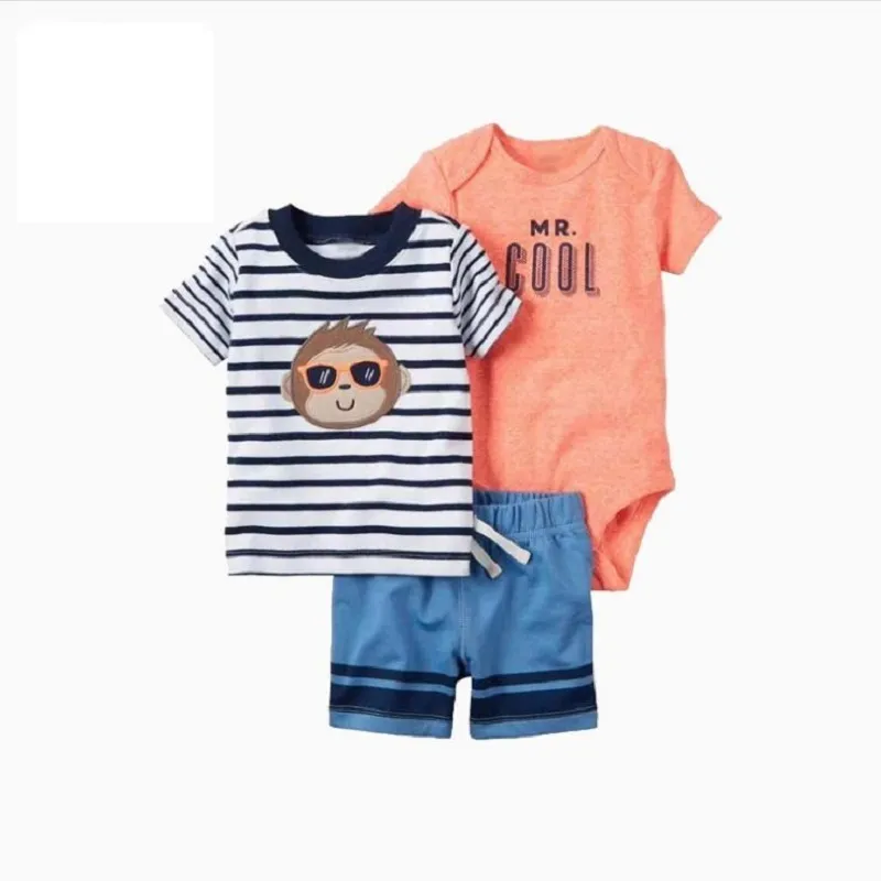baby boy girl clothes set letter print T-shirt tops+romper+pant 2020 Summer newborn outfit infant clothing suit new born costume