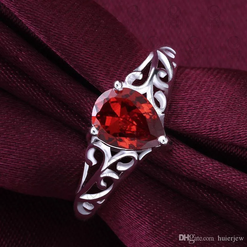 Ringar för kvinnor Cubic Zirconia 925 Kina Vacker grossist Bröllopskristall Röd Silver Diamond Ringar Ädelstenar Ringar