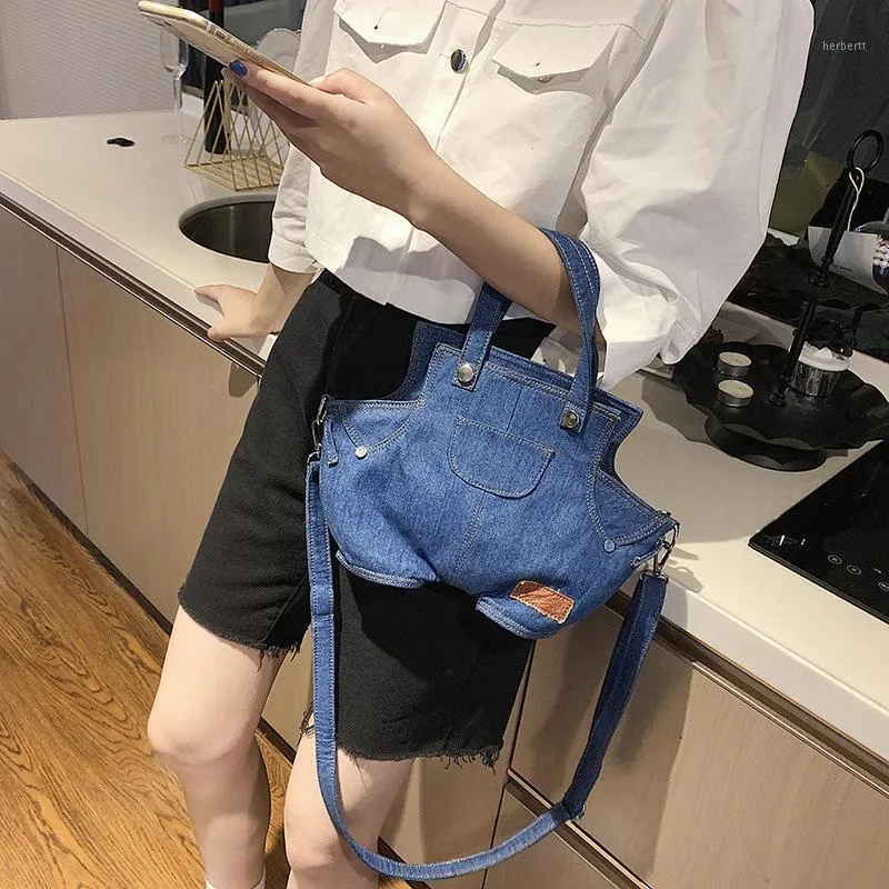 Midjepåsar 2021 Personlighet Denim Simple Ladies Handväska och handväska Lazy Style Söt Messenger Bag Trend Art Liten Fresh Shoulder Bag1