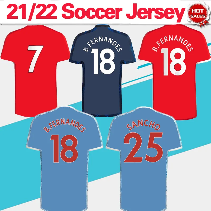 21/22 Rashford Pogba Soccer Jersey 2021 UTD SanchoシャツB.Fernandes R.Varane Lingard Martial Cavani Greenwood Shaw Kidsキットフットボールユニフォーム