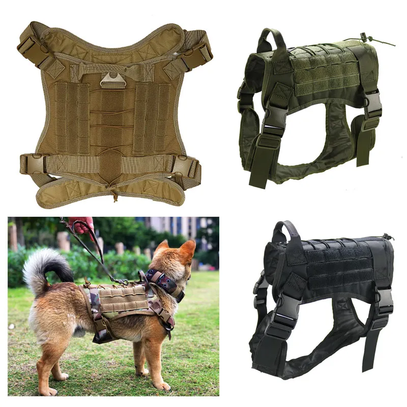 Camouflage extérieur chien tactique formation harnais gilet vêtements Molle charge veste vitesse gilet transporteur NO06-201