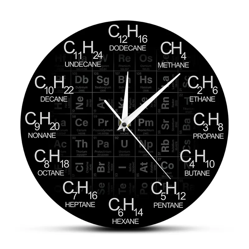 Tableau périodique des éléments chimie Horloge murale Formules chimiques Au fil du temps Numéros WALL WALL WALL SCIENCE CHIMIQUE SCIENCE Art Decor Y200110